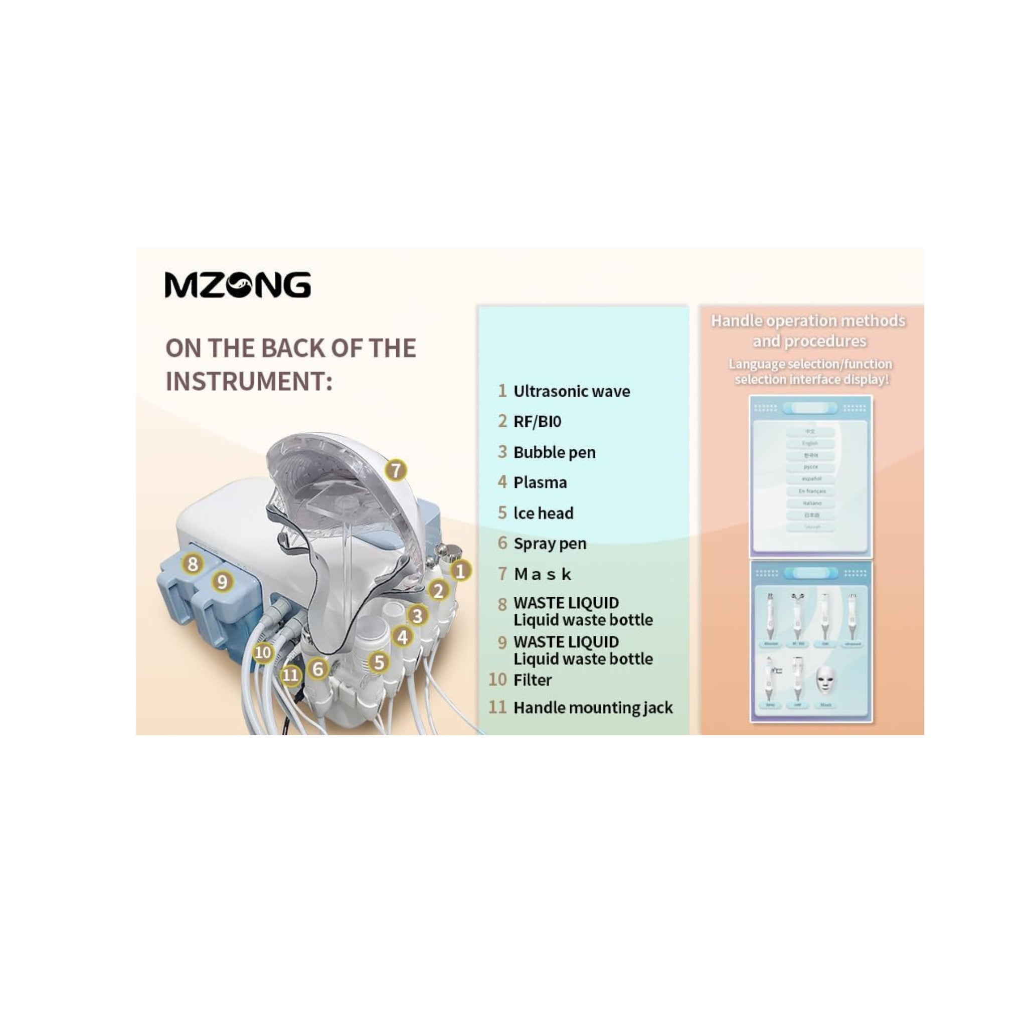 MZONG Professional 7-in-1 Hydra-Dermabrasion & LED Beauty System