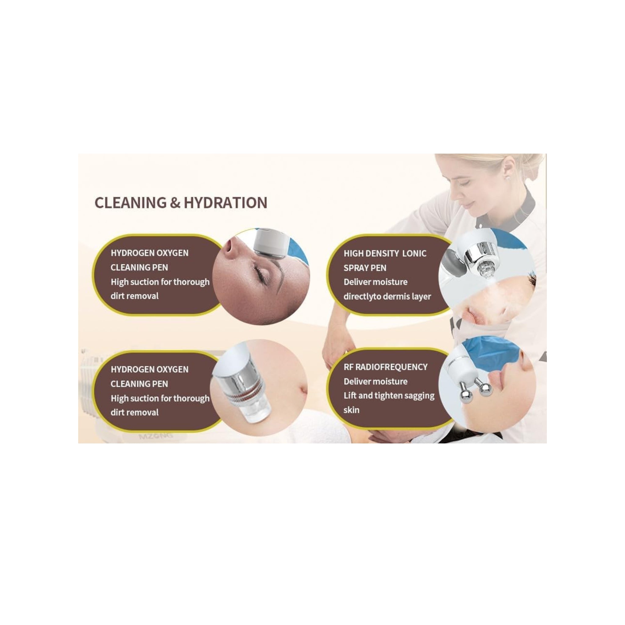 MZONG Professional 7-in-1 Hydra-Dermabrasion & LED Beauty System