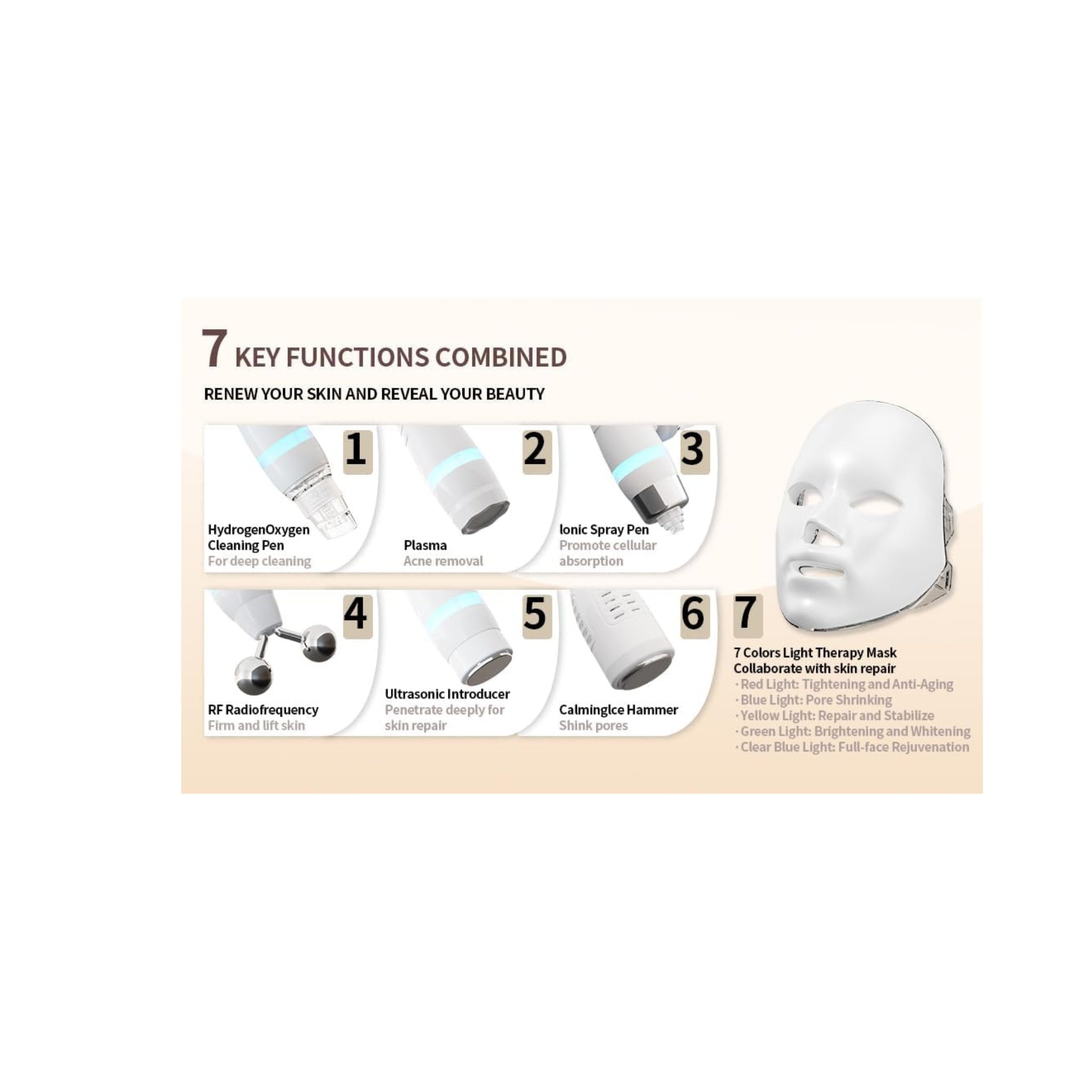 MZONG Professional 7-in-1 Hydra-Dermabrasion & LED Beauty System