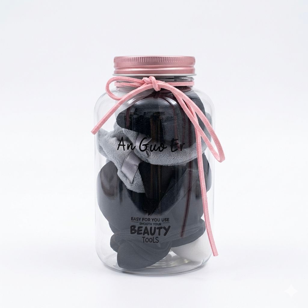 An Guo Er Beauty Tool Gift Set – Luxury Sponges & Accessories in a Keepsake Jar