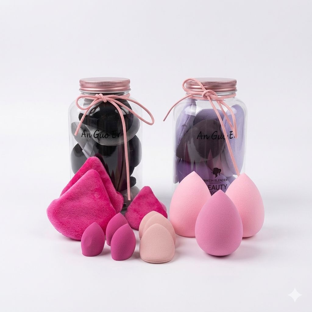 An Guo Er Beauty Tool Gift Set – Luxury Sponges & Accessories in a Keepsake Jar