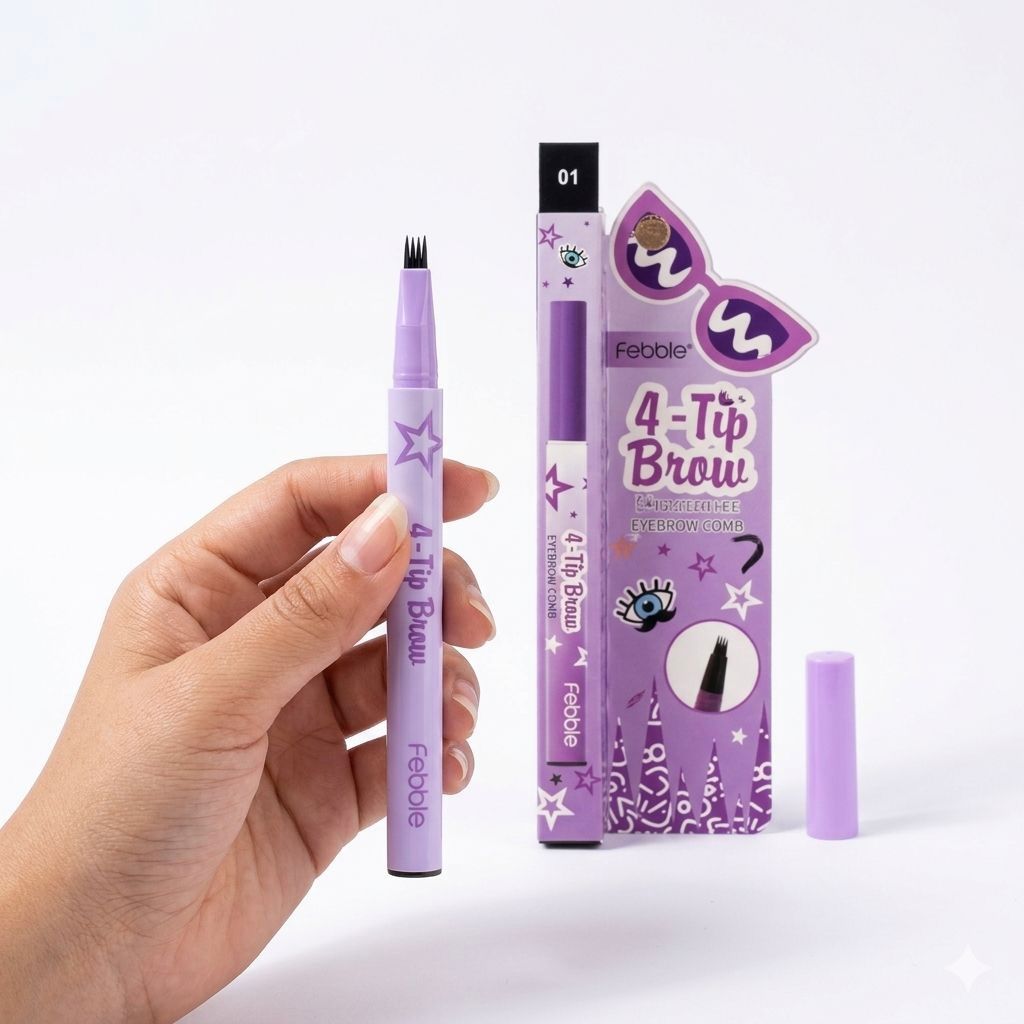 Febble 4-Tip Brow Microblade Pen – Natural Hair-Like Strokes (Shade 01)