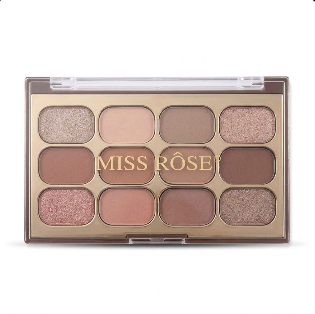 Miss Rose 12-Color Professional Eyeshadow Palette – Nude & Earthy Tones