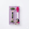Professional 2-in-1 Face Sculpting & Cleansing Set – Jade Roller & Silicone Face Brush