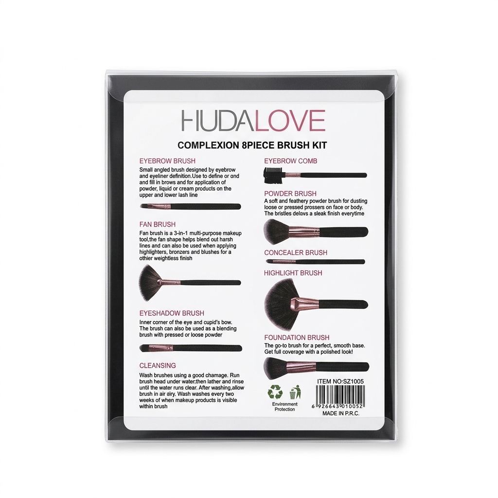 HUDALOVE Complexion 8-Piece Makeup Brush Kit – Essential Beauty Set